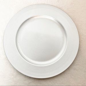 Silver colored charger plastic plates 13”